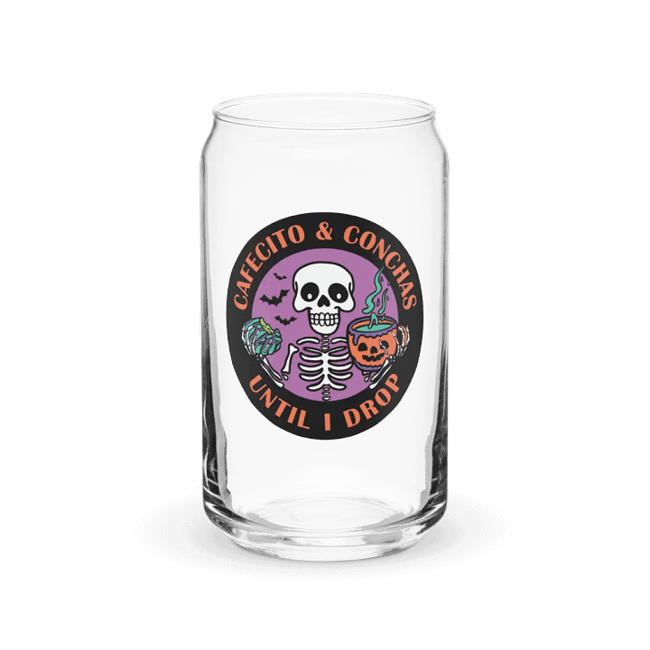 Cafecito and Conchas Halloween Skeleton 16oz Can-Shaped Drinking Glass product image (1)