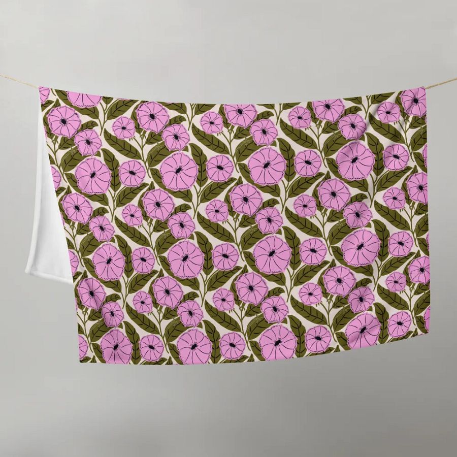 Dipladenia Dreams - Pink and Green - Throw Blanket product image (4)