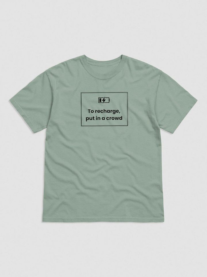 Embroidered T-Shirt - To Recharge, Put in a Crowd - Black product image (1)