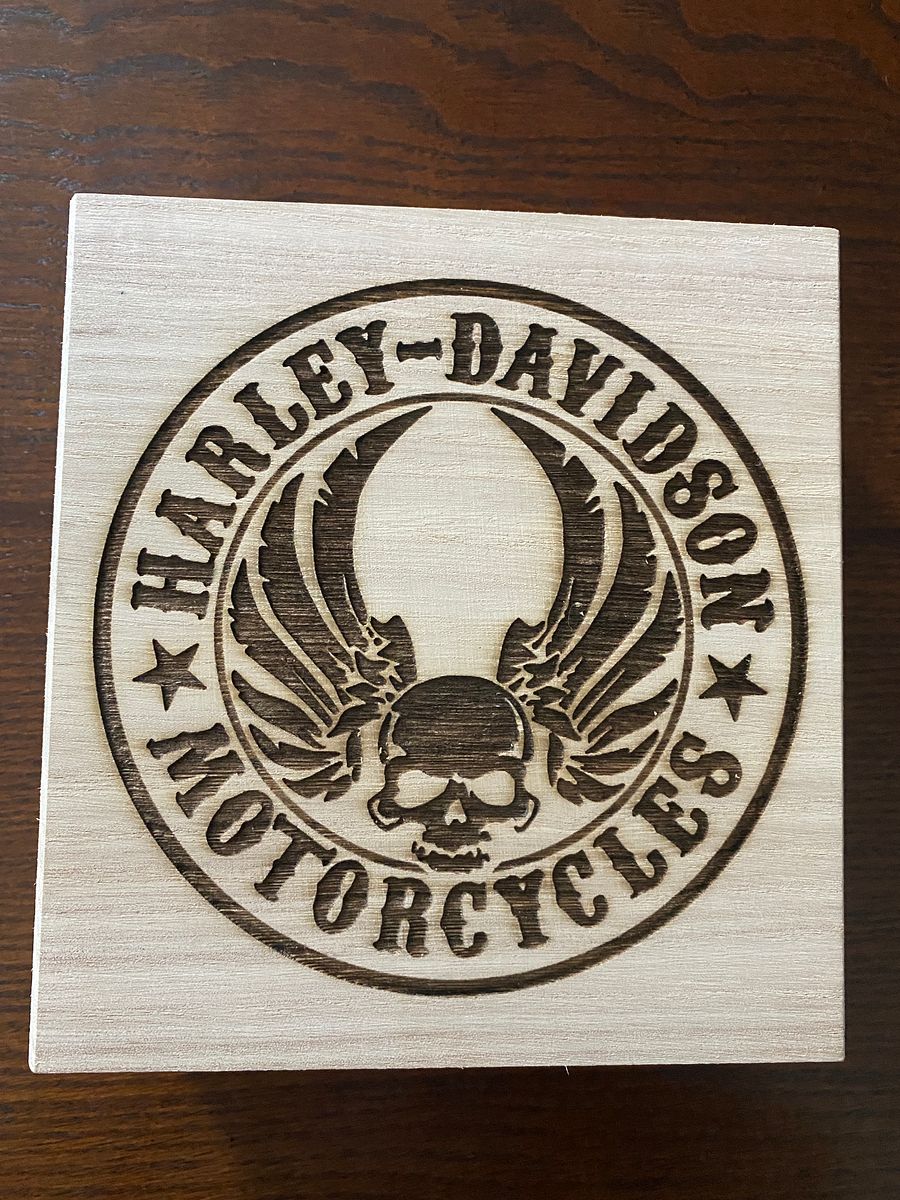 Wood Box Engraved with Harley-Davidson Logo. product image (5)
