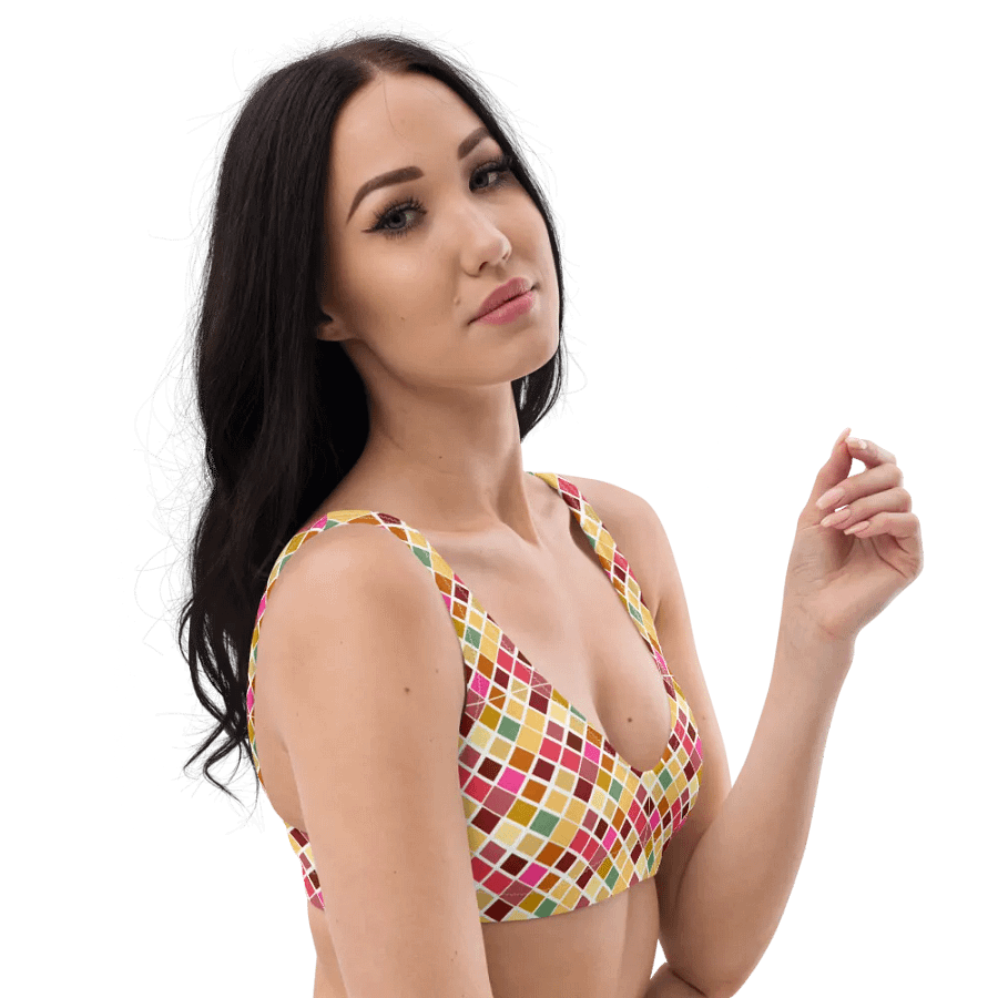 Colorful Square Pattern Design Padded Bikini Top - V4 product image (4)