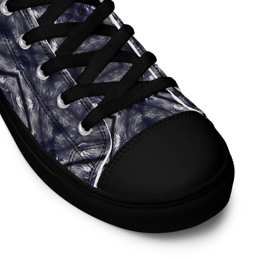 Abstract Dark Monochrome Diamond Men's Black Toe Canvas Shoe High Tops product image (10)