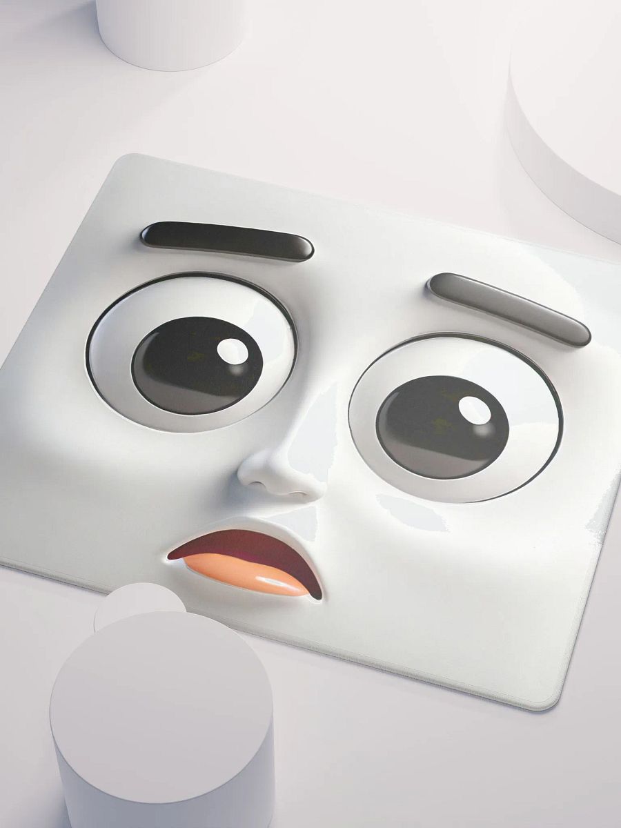 Startled Cartoon Face Premium Mouse Pad: Level Up Your Workspace! product image (3)
