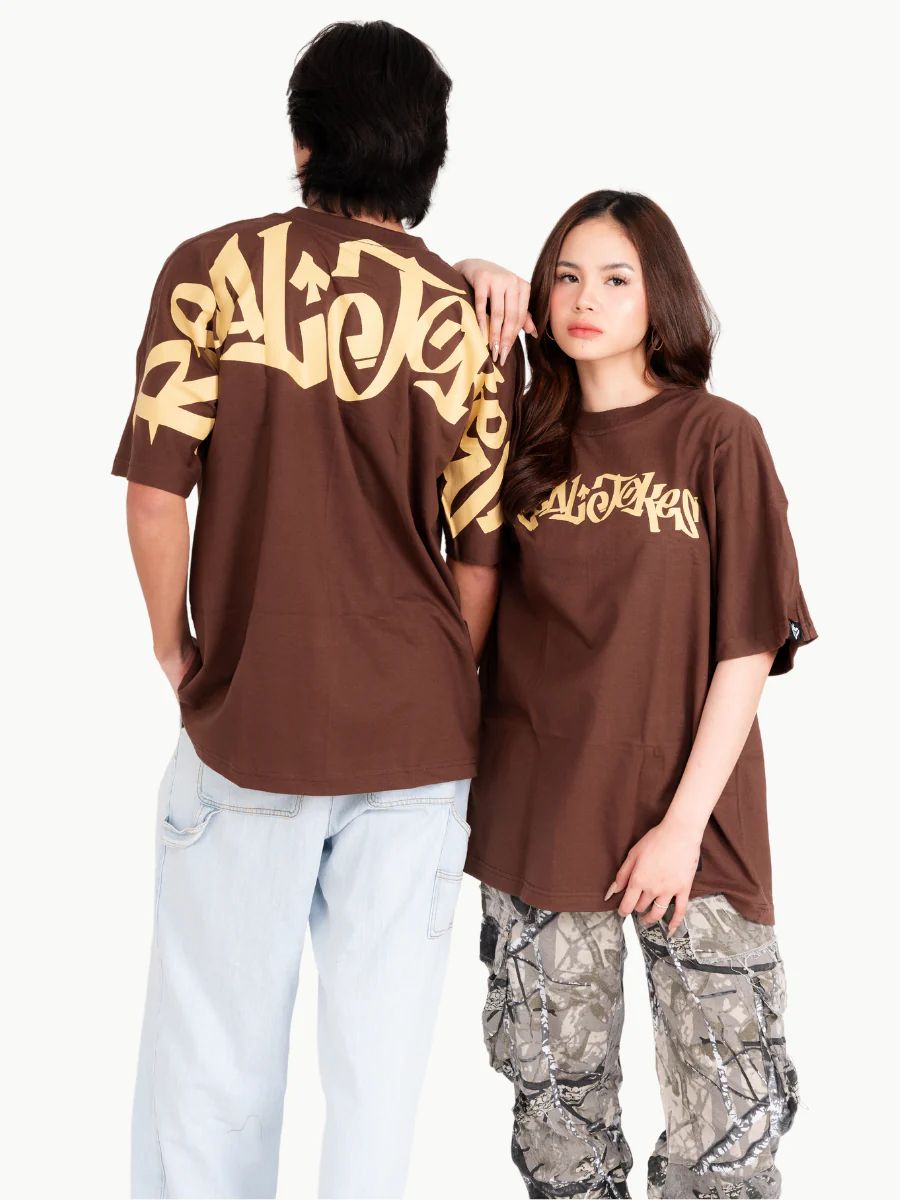 REAL JOKES STAMP - BROWN Oversized Unisex Tshirt product image (5)