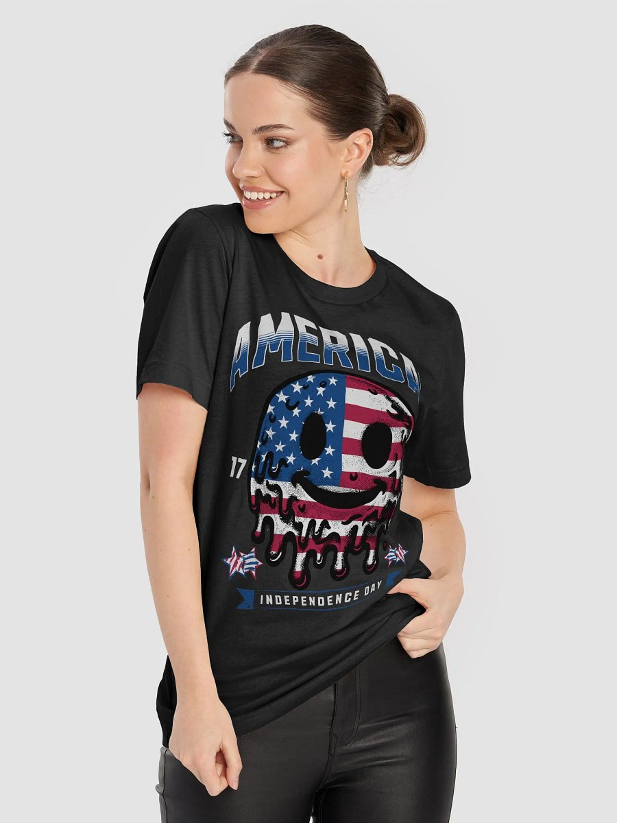 America smiley shirt, America emoji flag Tshirt, America groovy 4th of July tee product image (8)
