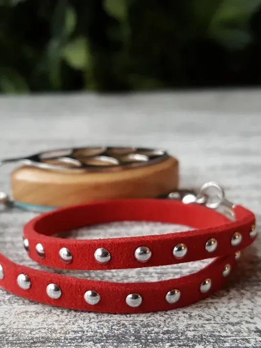 Berry Faux Suede Stud Wrap Bracelet | Handmade Accessory for Bellabeat Leaf Urban & Ivy product image (1)