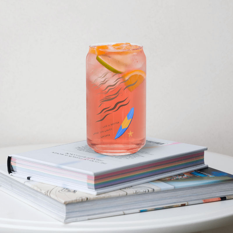 Life Is Better Where Sea Waves Whisper Can-Shaped Glass ( Side -Beach- ) product image (3)