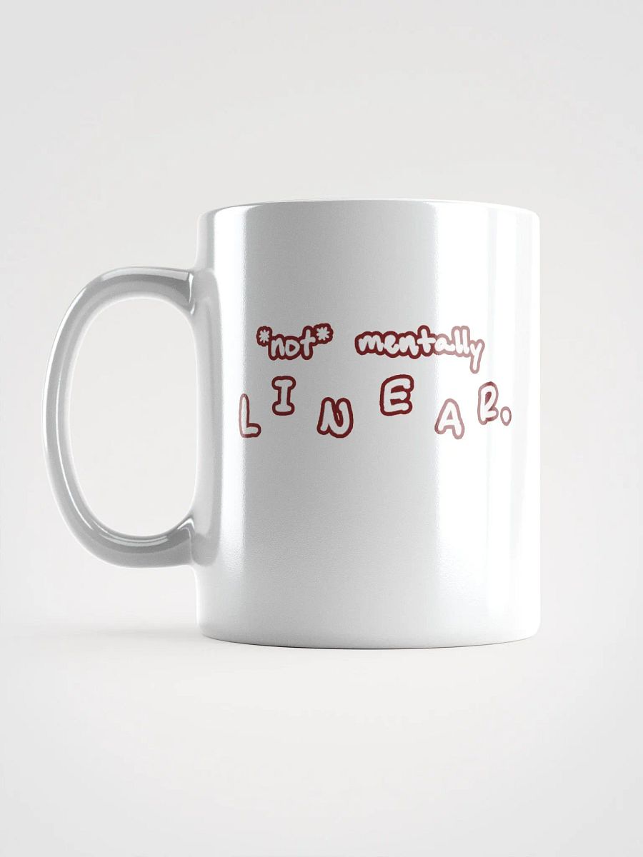 *not* mentally linear (lined design, #6D1616) glossy white mug product image (11)