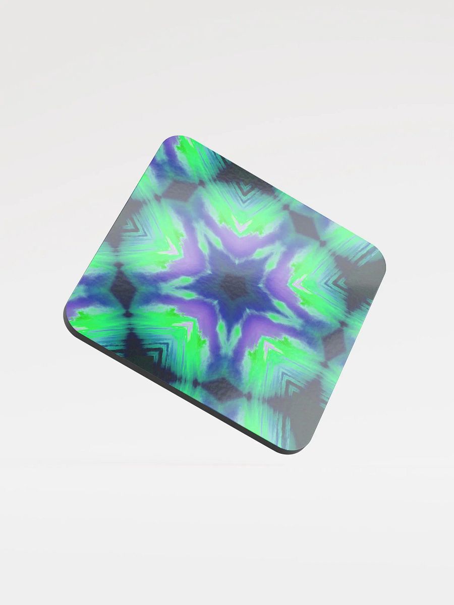 Sea Witch Summer Beverage Coaster, Neon Purple Green Blue Beach Home Decor, Coastal Kaleidoscope Star Art product image (3)