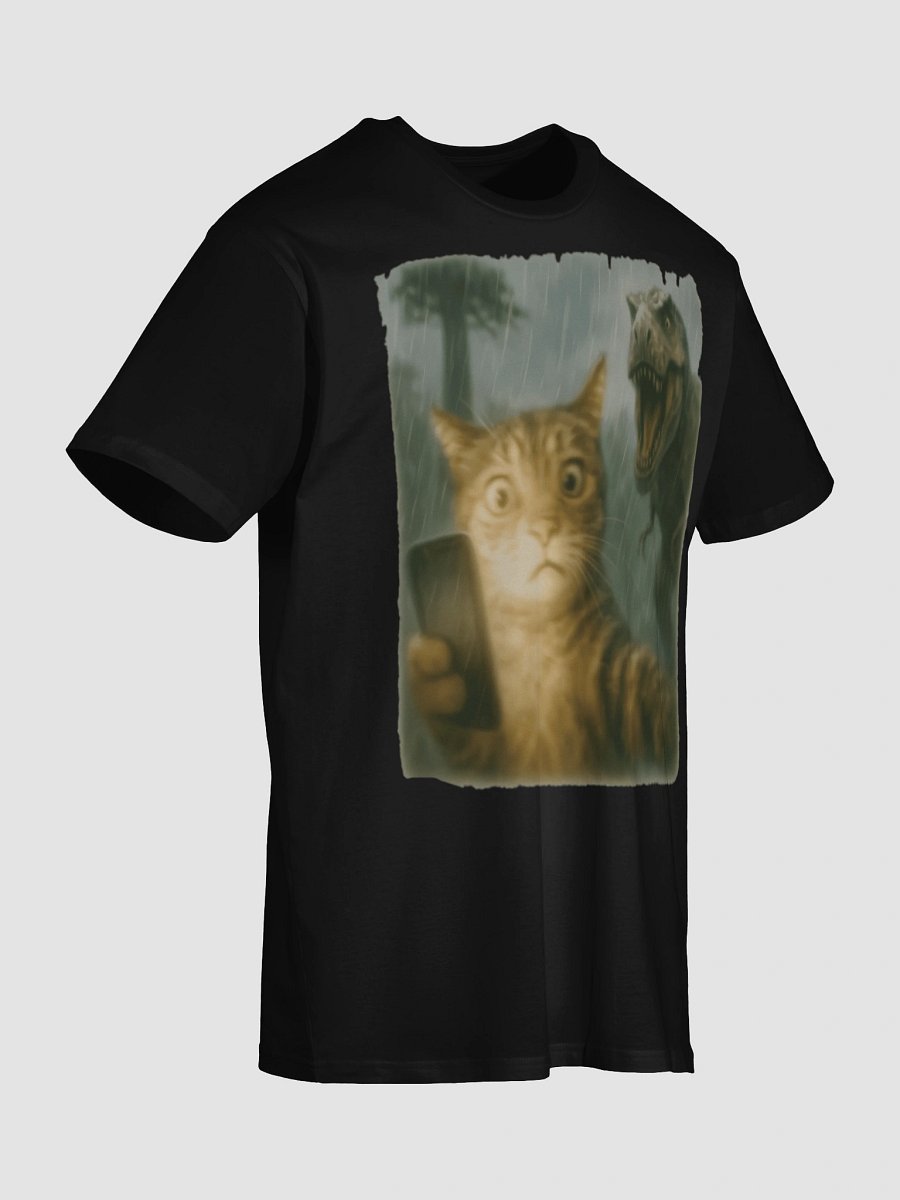 Confused Cat Selfie Dinosaur T-Shirt - Funny Dino & Kitten Tee product image (10)