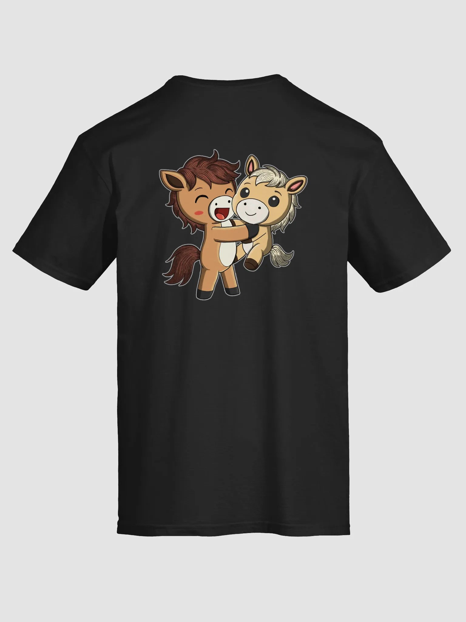 Pocket Waffle & Relatable Horses Hug T-Shirt | Cute Plush Horse Duo Tee | Cute Front & Back Print product image (47)