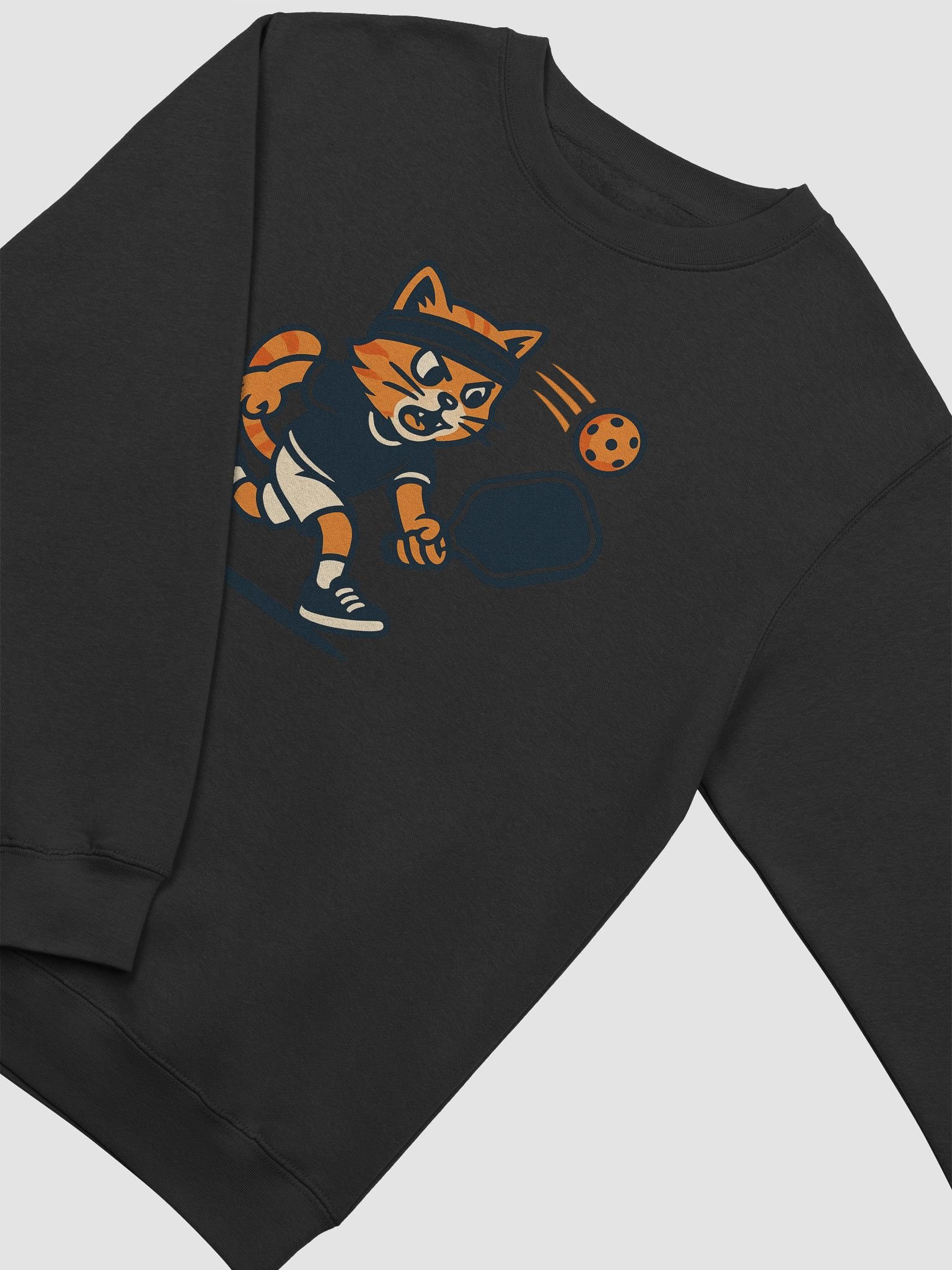 Vintage Tiger Cat Pickleball Crewneck – Midweight Black Unisex Sports Sweatshirt product image (6)