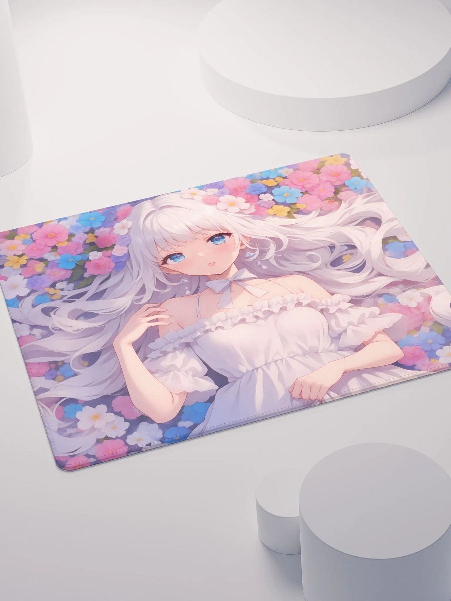 Cute Anime girl in flower field gamer mouse pad product image (4)