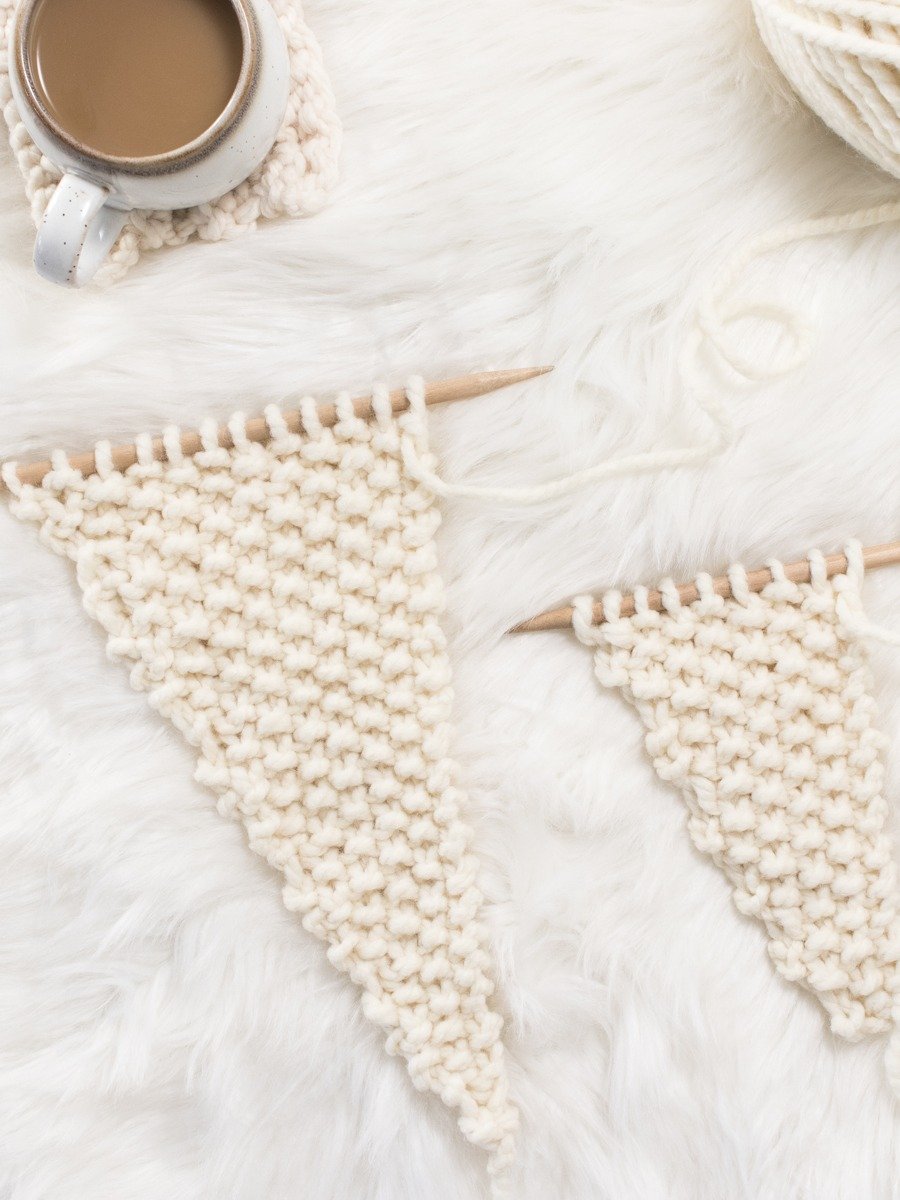 Chunky Triangle Seed Stitch Shawl Knitting Pattern - Cuddles product image (3)
