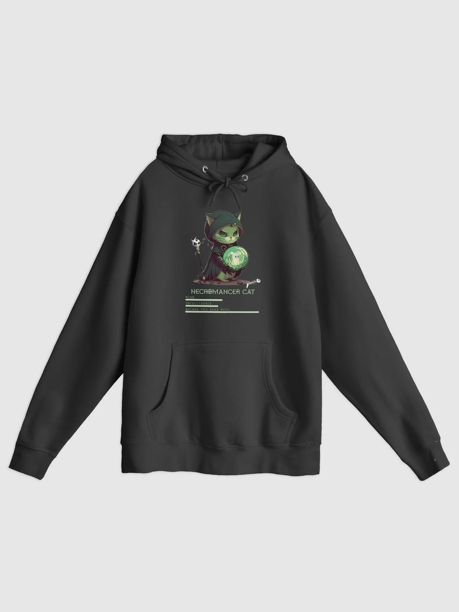 RPG Necromancer Cat unisex medium-heavy fleece lined hoodie for gamers and cat lovers product image (2)