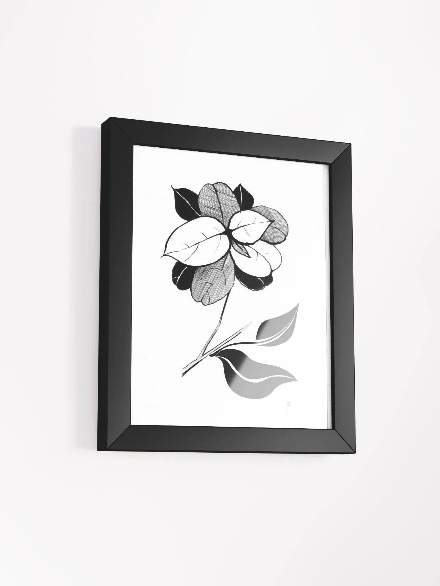 Monochrome Blossom Framed Poster - Stylish Leaves product image (6)