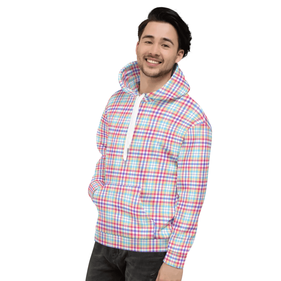 Purple, Pink, and Blue Plaid Hoodie product image (5)