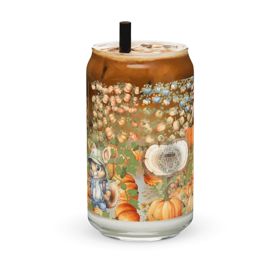 Witches Brew Coven: The Pumpkin Harvest Glass Can Tumbler | 16oz Fall-Themed Drinkware | Whimsical Animal Design product image (4)