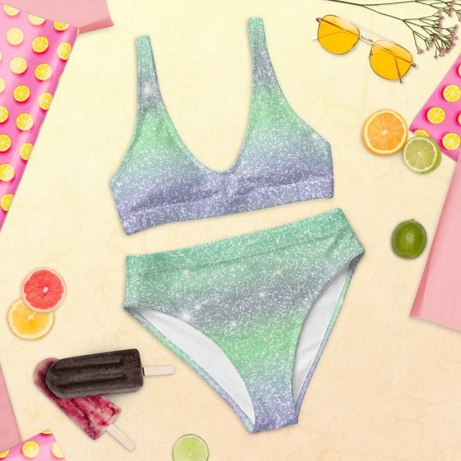 Glitter Unicorn Texture Design High Waisted Bikini (3) product image (12)