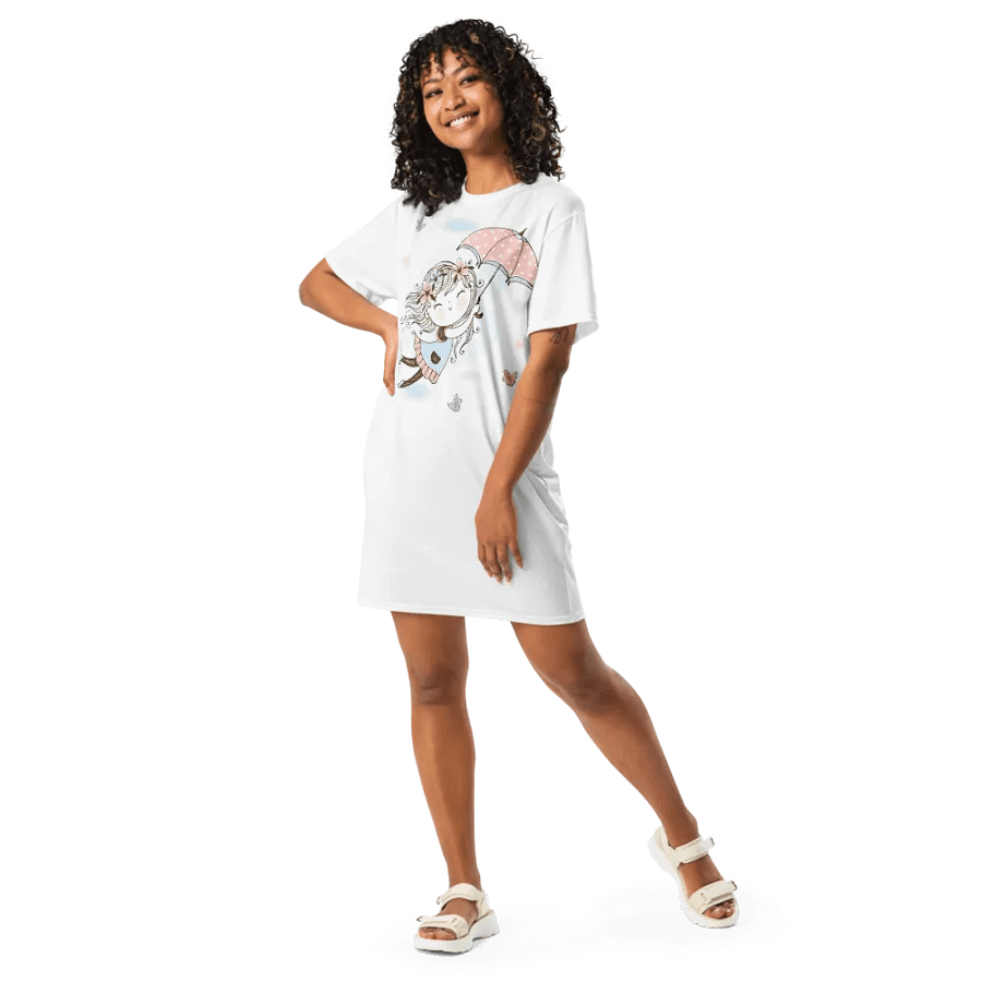 'Fly Away Girlie' White T-Shirt Dress product image (5)