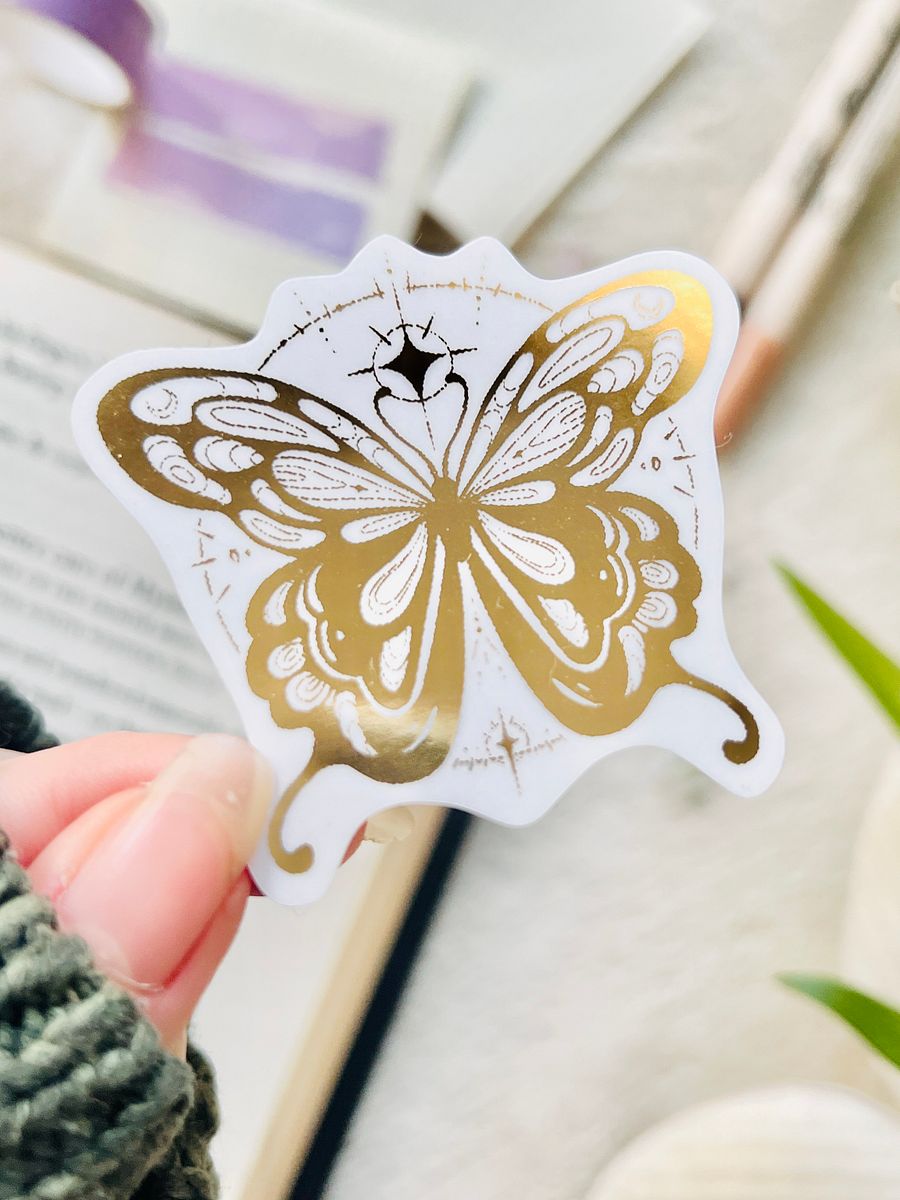 Celestial Moth Clear Gold Foil Sticker product image (3)