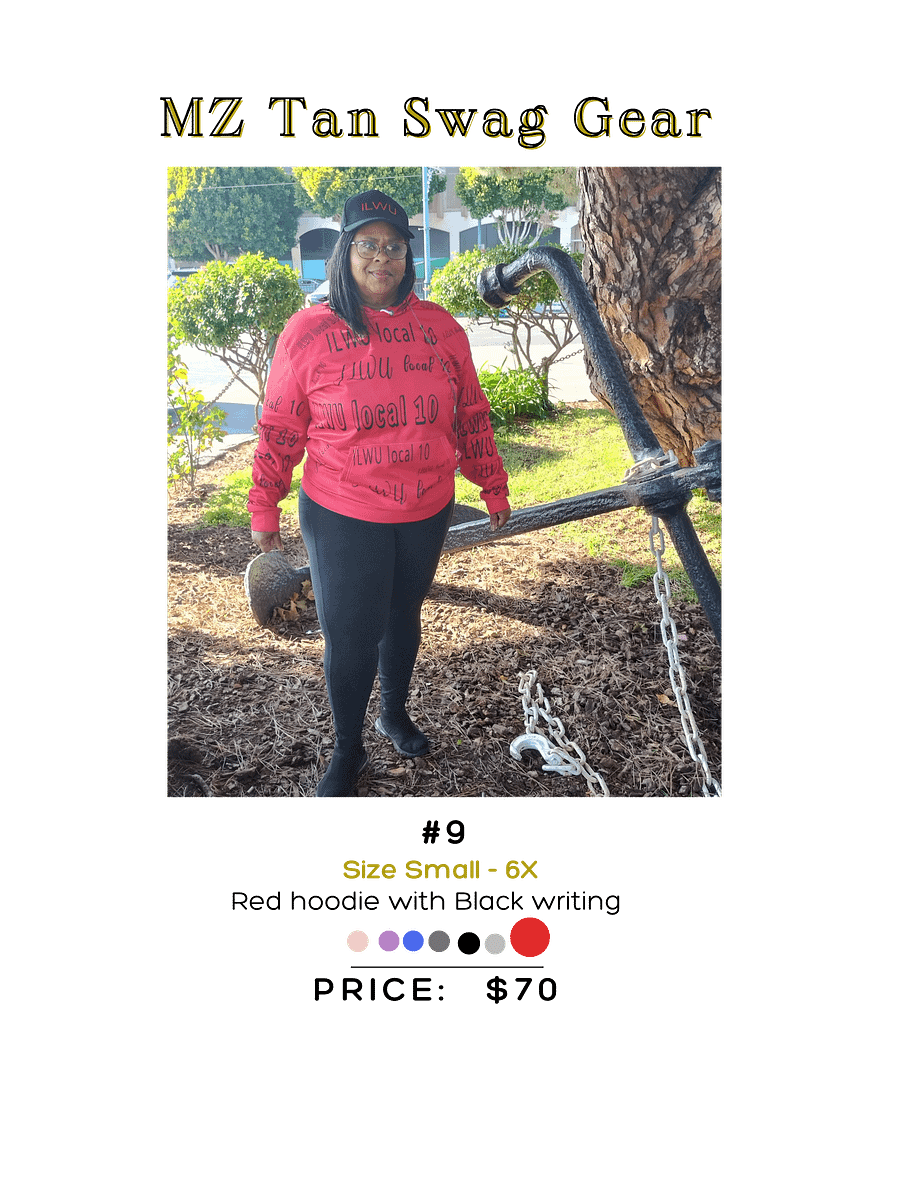 Red and Black All over ILWU local 10 hoodie product image (1)