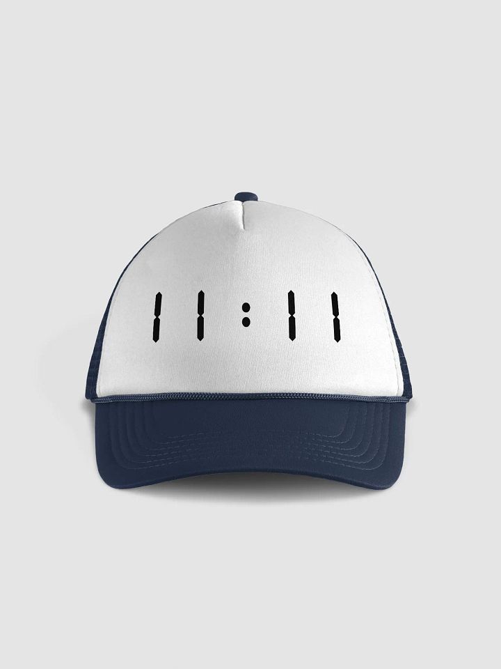11:11 Foam Fusion Trucker Cap Black Font product image (1)