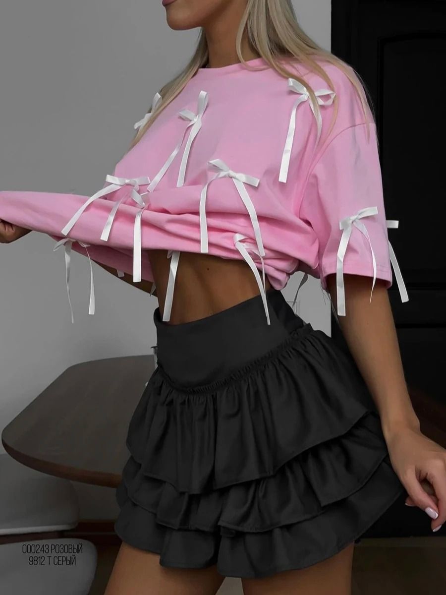 Bow Tassels Soft Cotton T Shirt product image (3)