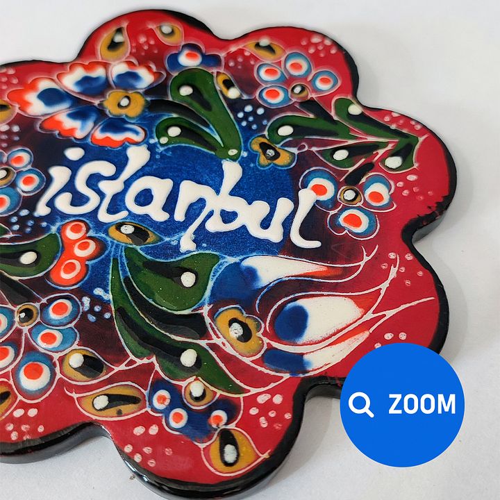 Ceramic coasters (11 cm, red) — handmade pottery, handmade ceramic, home decor, handmade gift, Turkish ceramic product image (2)