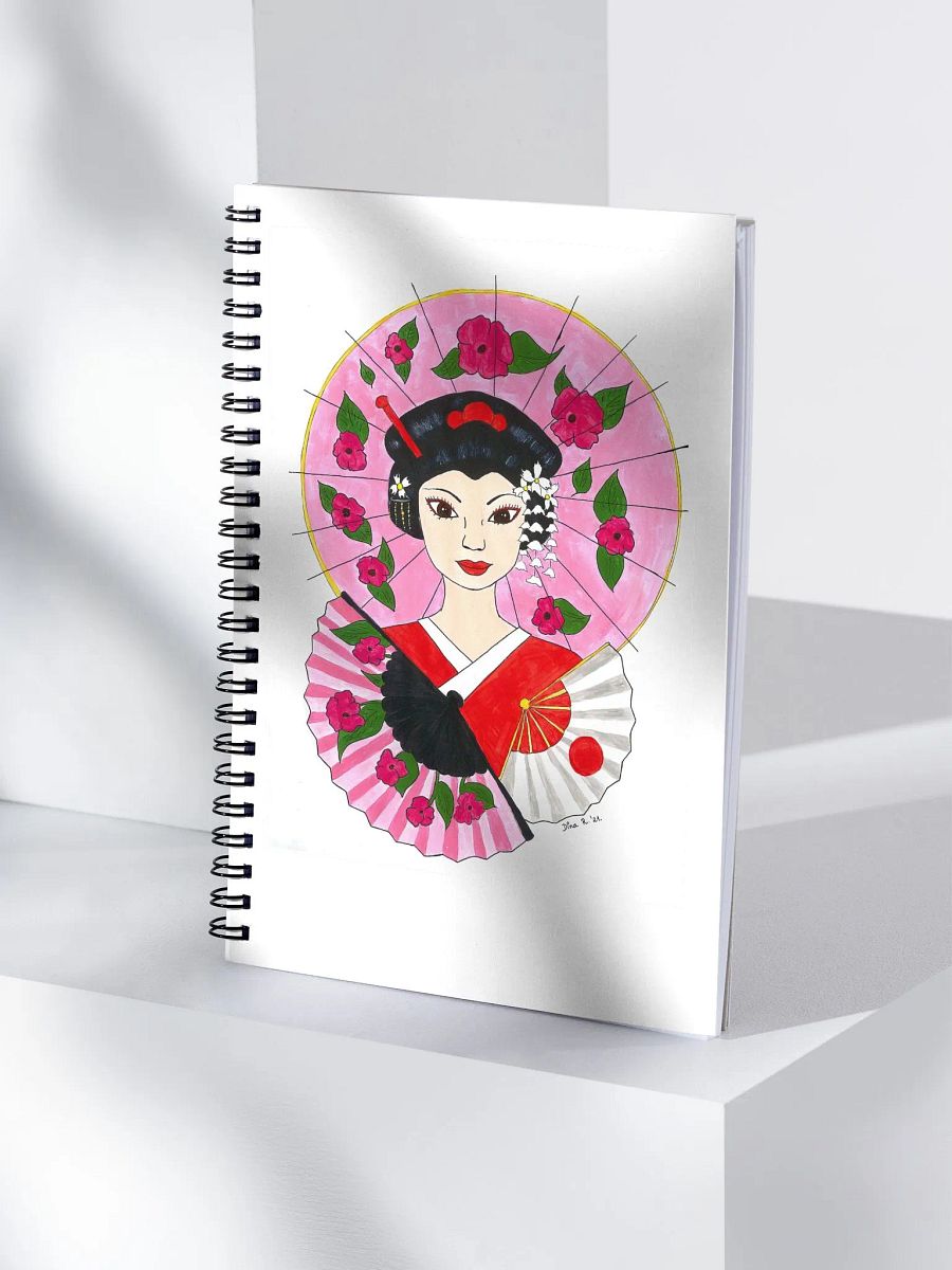 Japanese Geisha (art by Dina R.) acrylic painting - Spiral Notebook product image (4)