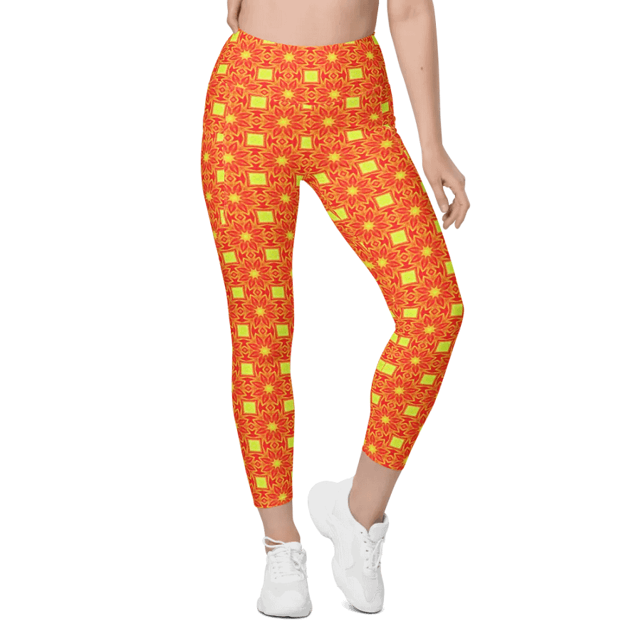 Abstract Repeating Orange Flower Leggings product image (5)