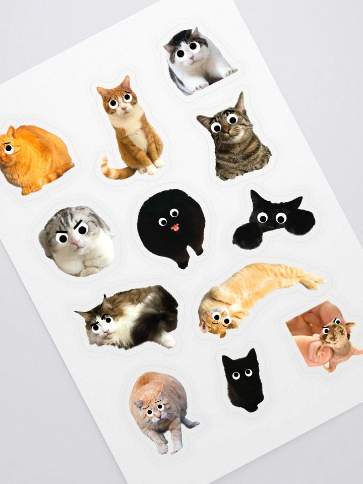 Cats With Googly Eyes and a Frog Sticker Sheet product image (1)