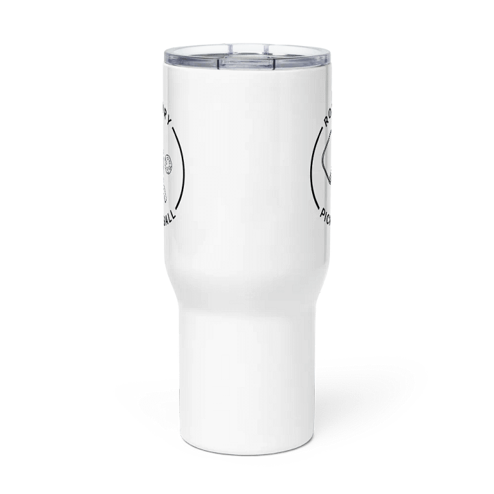 White Roxbury Pickleball Logo Travel Mug with Handle product image (2)