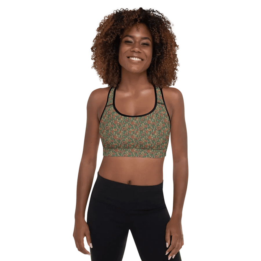 Brown All-Over Print Padded Sports Bra product image (1)