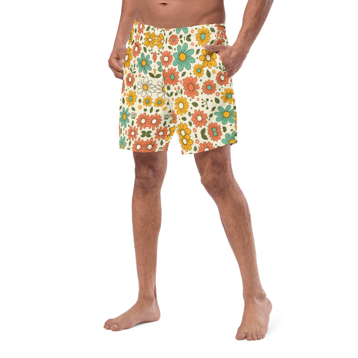 Retro Bloom Men’s Swim Trunks – Vintage Florals, Laid-Back Vibes product image (2)