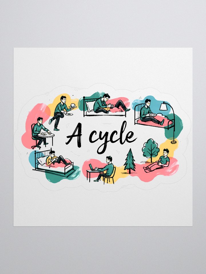 Cozy Daily Rhythms Poster | A Cycle Illustration Sticker product image (1)