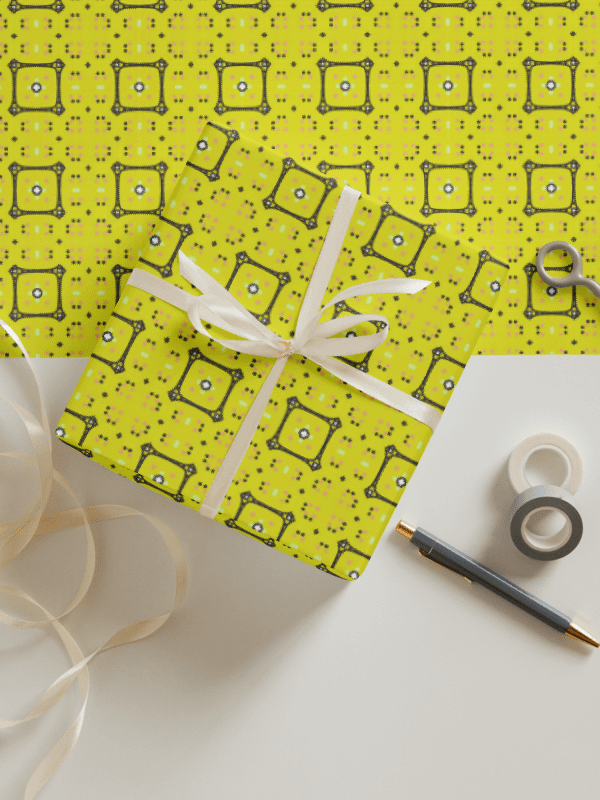 Cheerful Yellow patterned wrapping paper product image (2)