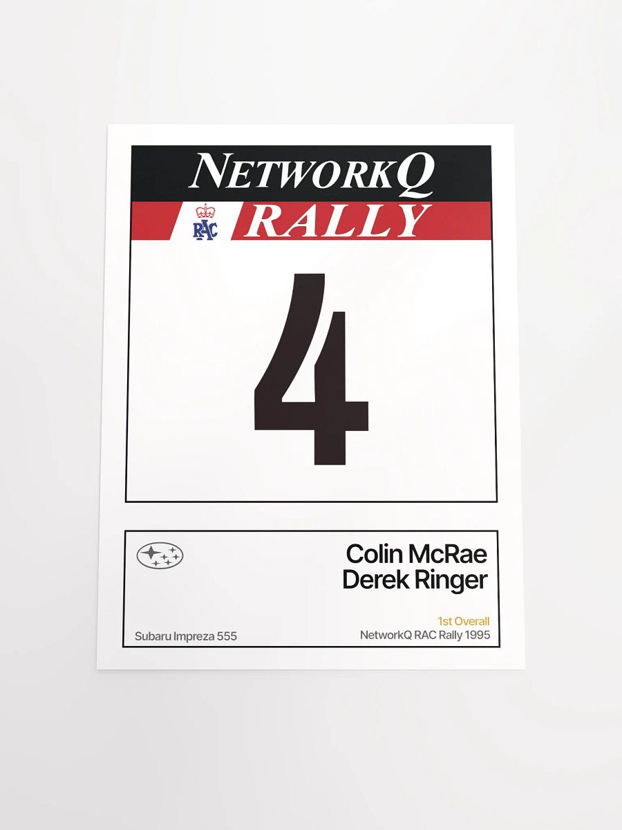 A3 Poster / Colin McRae / NetworkQ RAC Rally 1995 Number 4 product image (4)