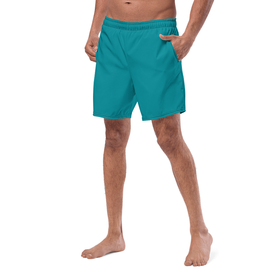 Pacific Ocean Blue Solid Color Men's Swim Trunks product image (4)