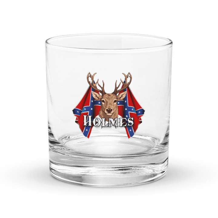 "Holmes" Last Name Rebel Redneck Deer - Rocks Glass product image (1)
