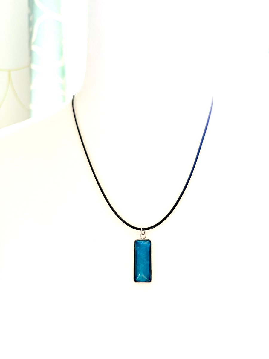 Electric Tide Pendant Necklace | Electric Blue | Rectangle Cabochon | Monique Faella Designs™ | MFD-00142 product image (3)