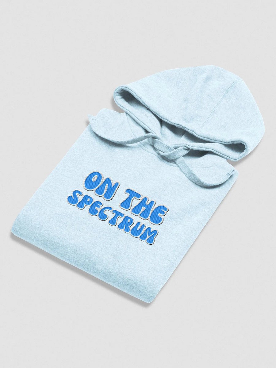 ON THE SPECTRUM lined design (lg., white and aqua) embroidered heavyweight hoodie product image (20)