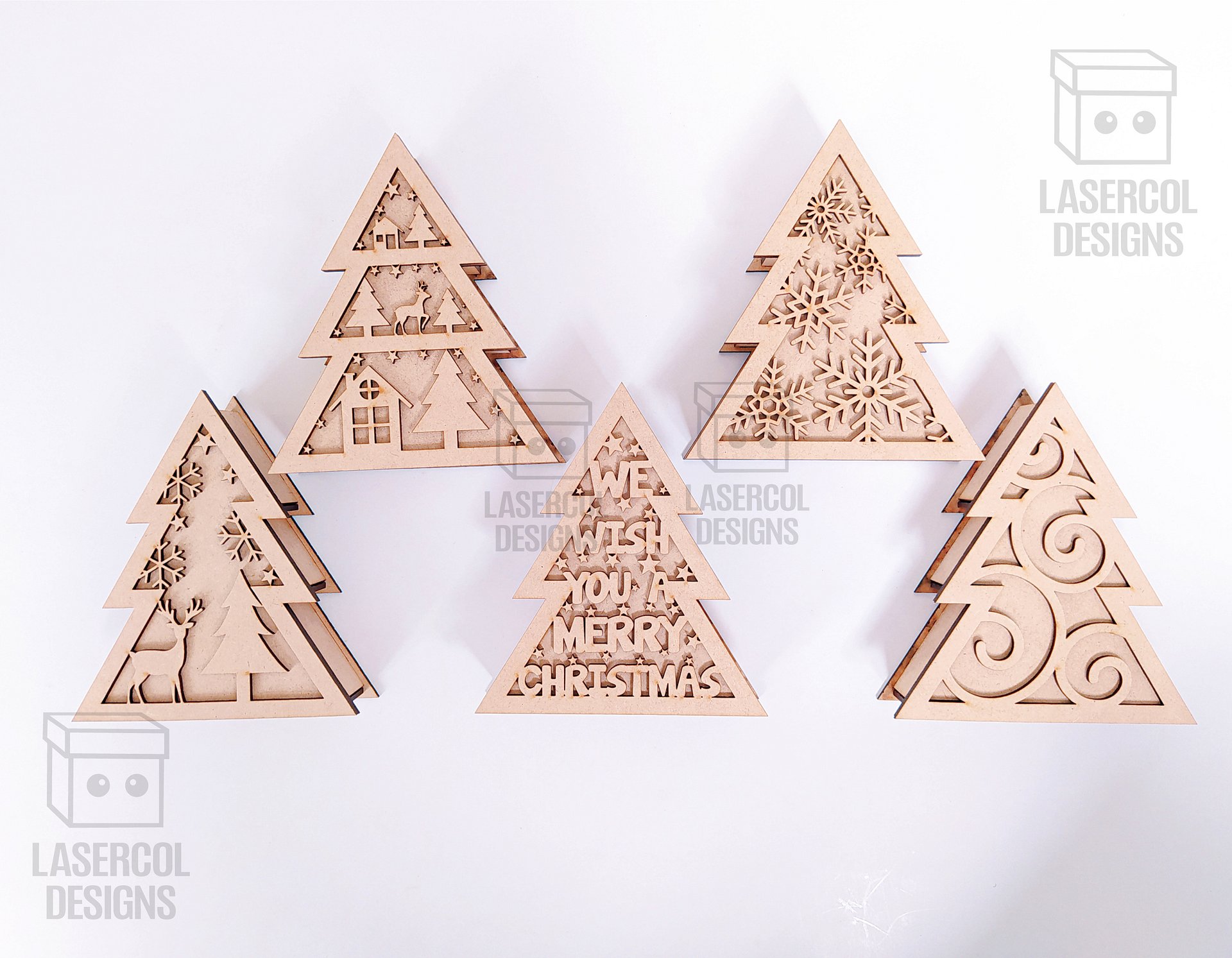 Christmas Tree and Star Box Bundle (2 Sizes, 5 Styles) - Laser Cut Files product image (10)