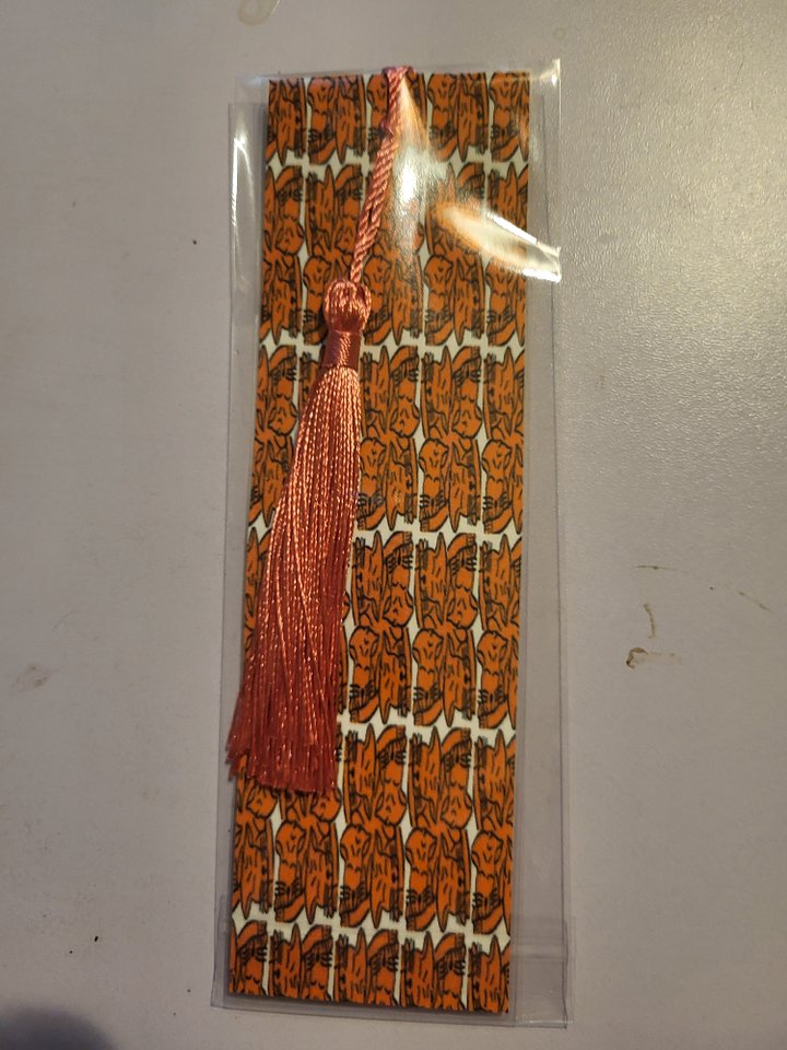Cute Cartoon Orange Tabby Pattern Laminated Bookmark with Tassel for the Feline Loving Book Reader in Your Life product image (2)