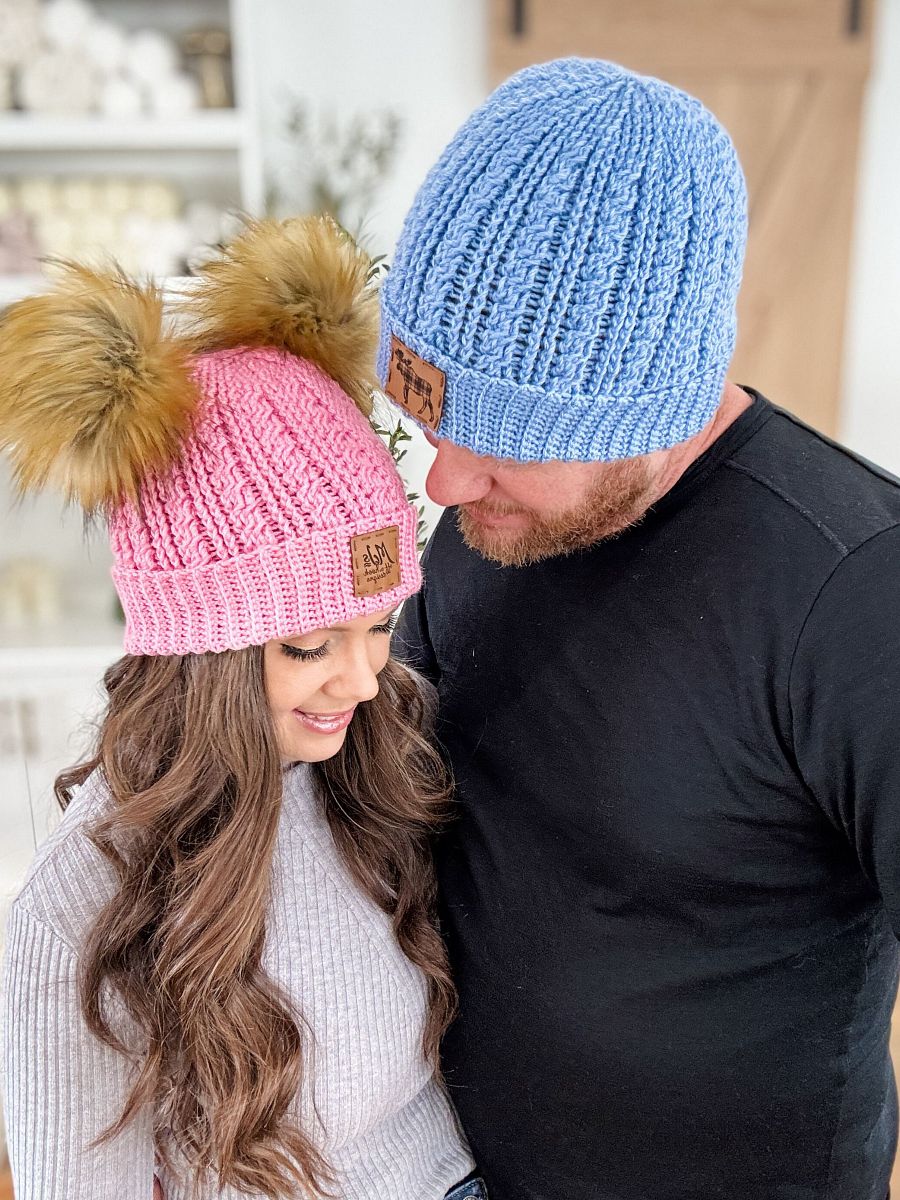 Double PomPom Cuddle Cables Beanie Crochet Pattern product image (4)