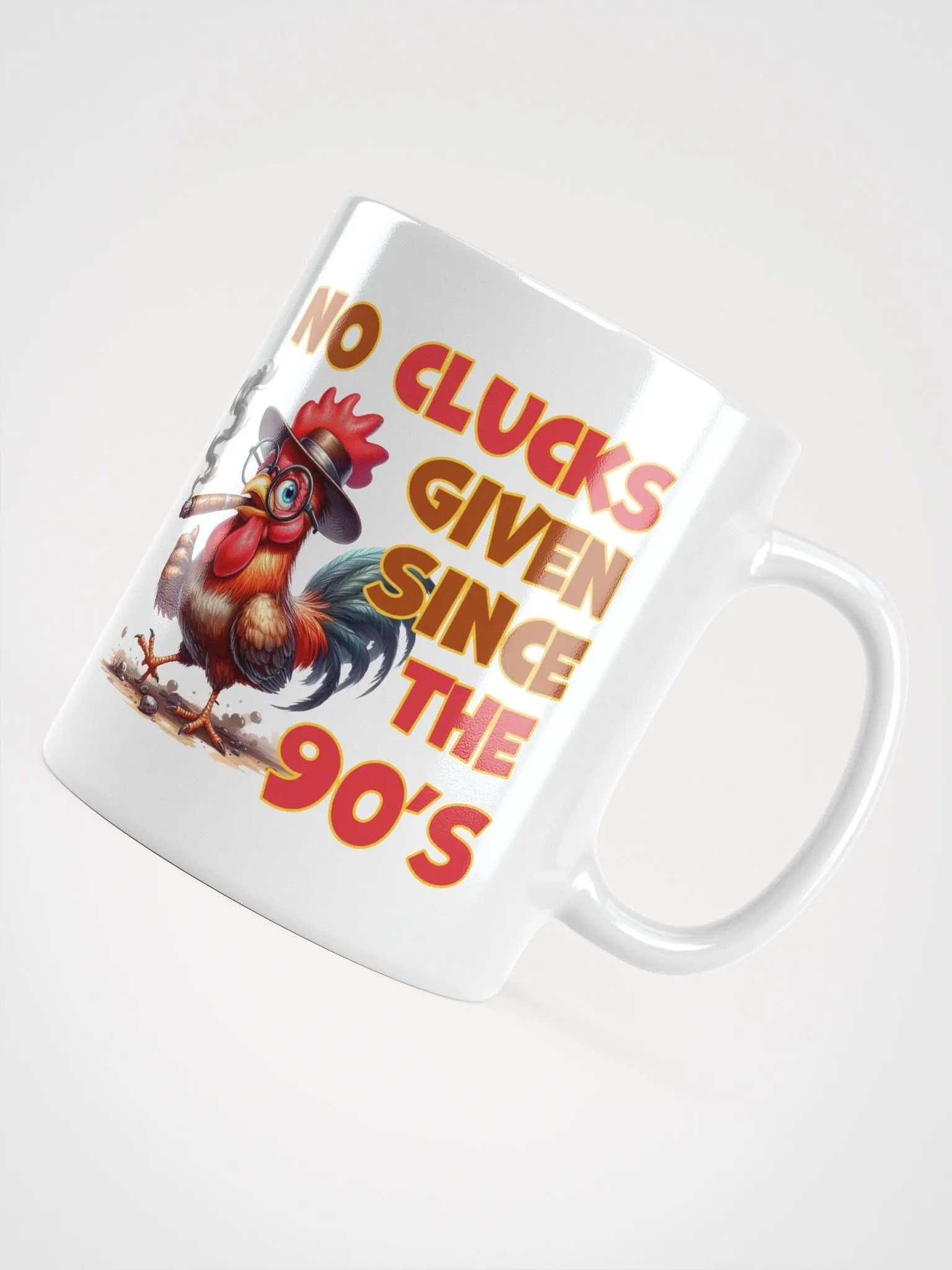 No Clucks Given Since The 90's - White glossy mug product image (4)
