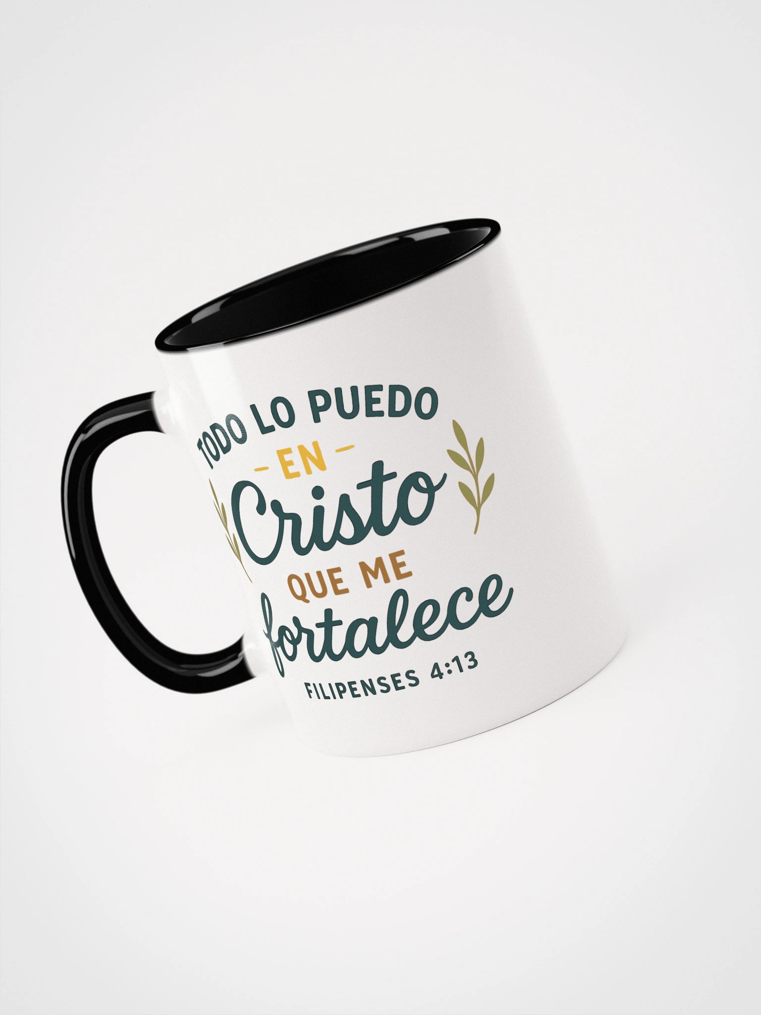 Color Accent Christian Mug – “Todo lo puedo en Cristo” – Spanish Bible Verse product image (1)