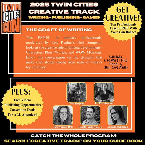 One last chance to see me at Twin Cities Con - swing by the event and meet some awesome writers and authors!

@twincitiescon