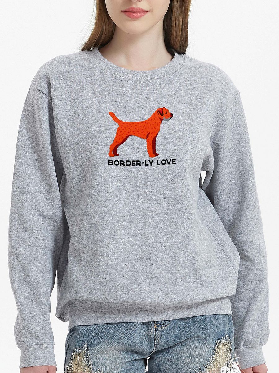 Border-ly Love Sweatshirt (Embroidered) of a Border Terrier(Red) product image (2)