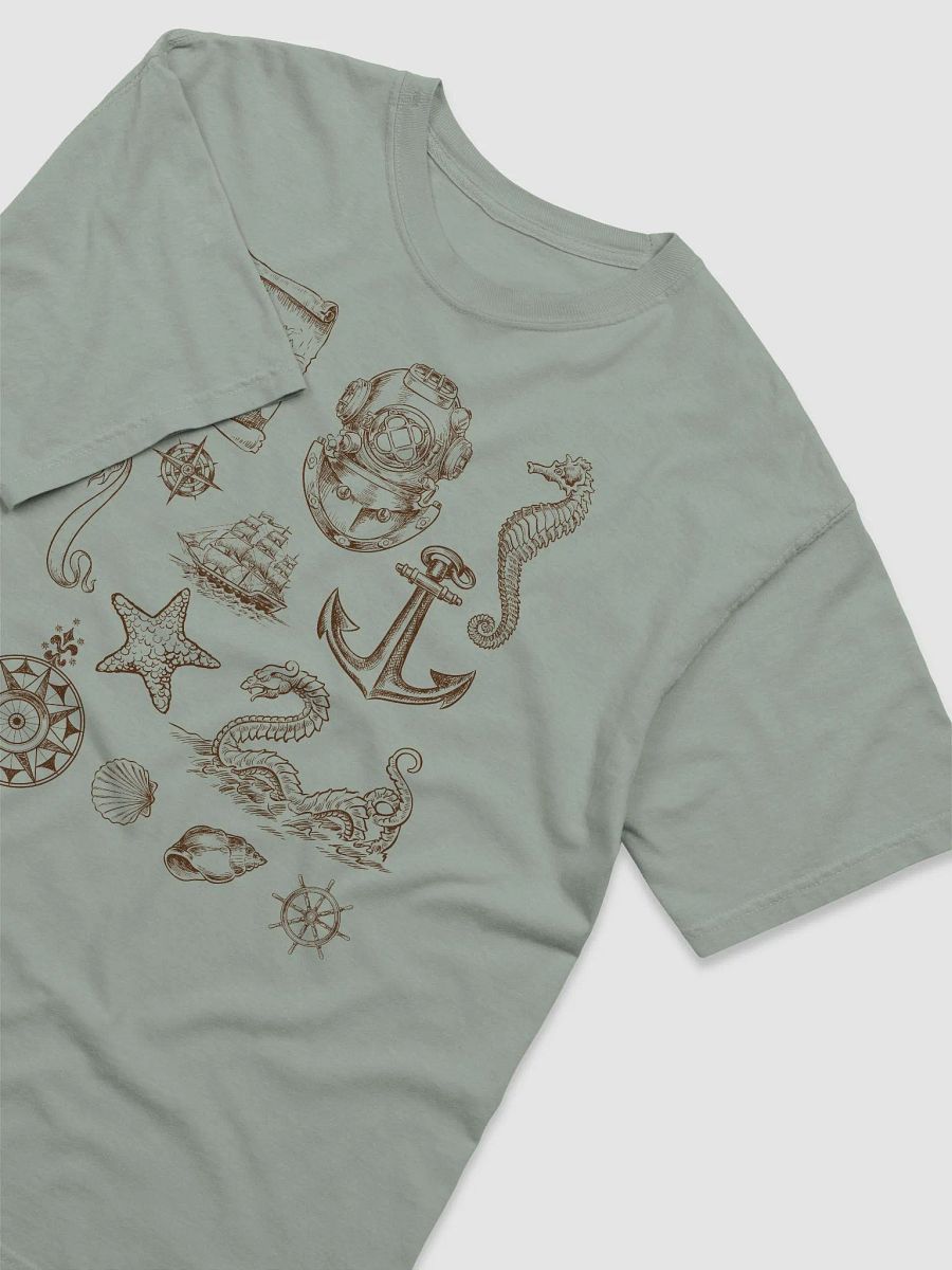 Vintage Nautical and Sailing Elements T-Shirt | Vintage-Style Dark and Light Academia Shirt for Maritime and Sea Lovers product image (3)